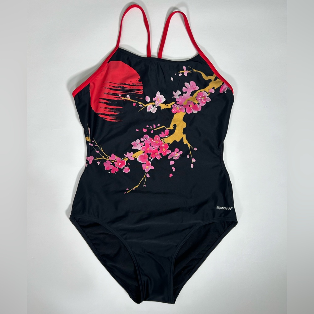 Super RARE Japanese Cherry Blossom Red Moon Bodysuit